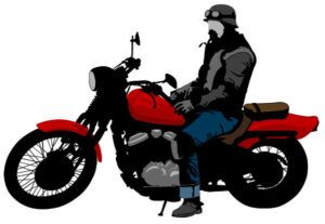 drawing of man riding motorcycle