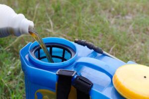 pouring paraquat into sprayer's tank